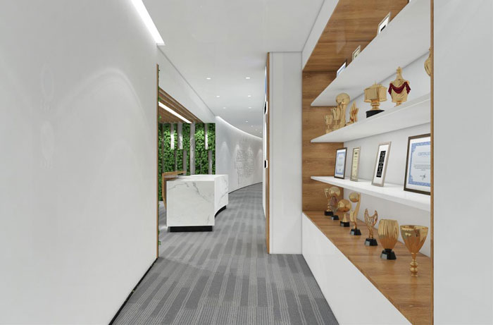 新中式辦公樓過道裝修設(shè)計(jì)效果圖