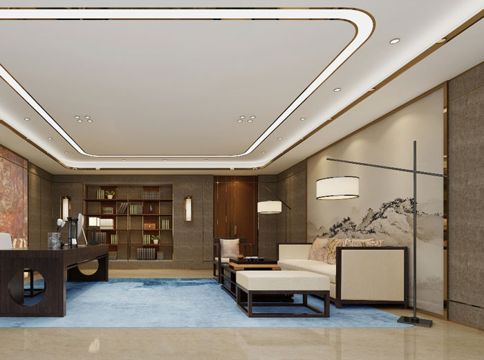 新中式總經理辦公室設計方案效果圖