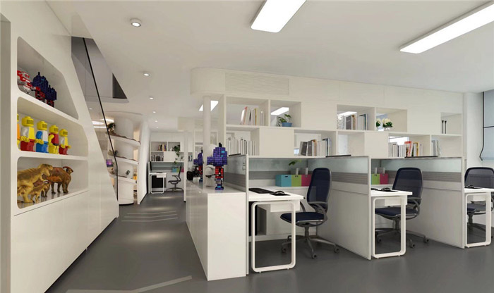 玩具公司辦公室二樓辦公區(qū)裝修設(shè)計效果圖