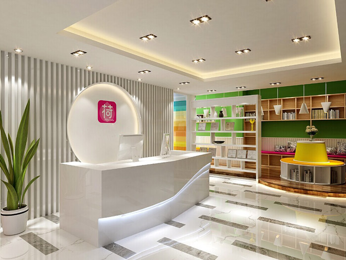 電商科技公司辦公室前臺裝修設(shè)計效果圖