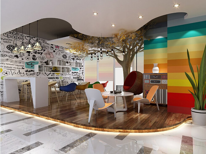 電商科技公司辦公室接待區(qū)裝修設(shè)計效果圖