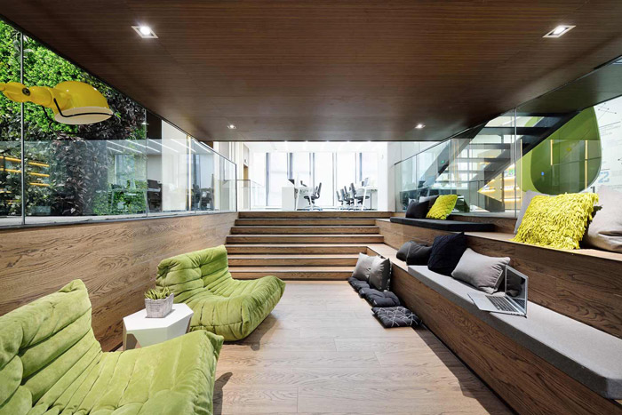 綠色辦公室休息區裝修設計效果圖