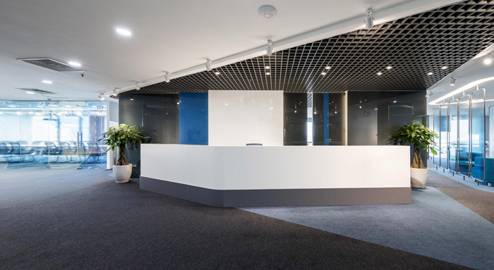 科技類公司辦公室前臺裝修設計效果圖