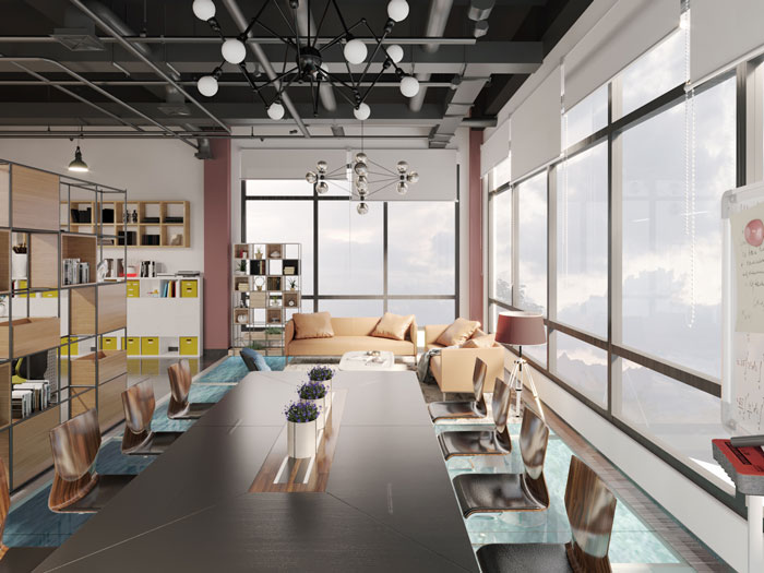正方形辦公室休息區裝修設計效果圖