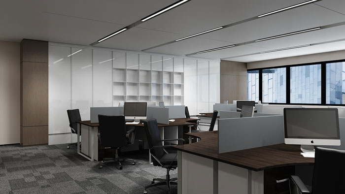 金融辦公室辦公區(qū)裝潢設計效果圖