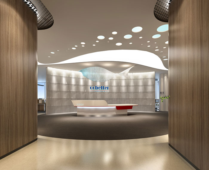 杭州器材公司辦公室前臺(tái)裝修效果圖